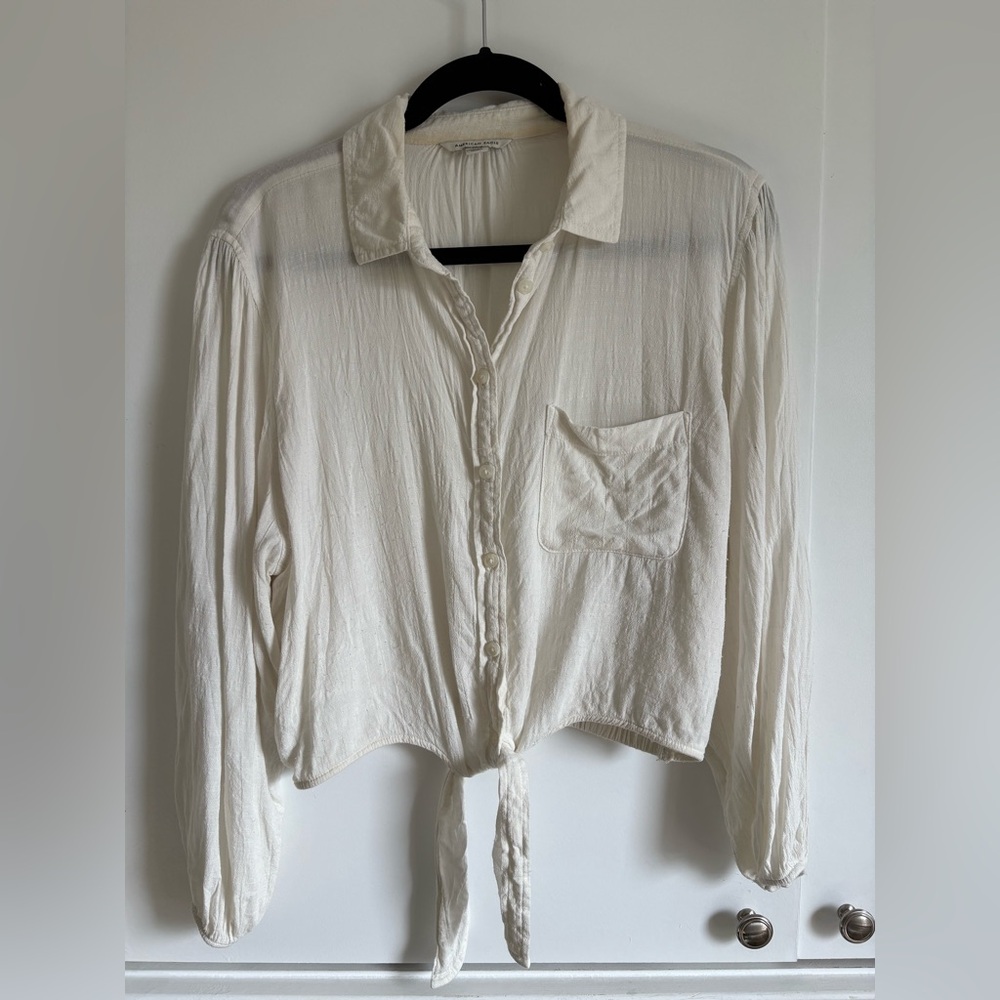 American Eagle Tie Front Button Up Shirt